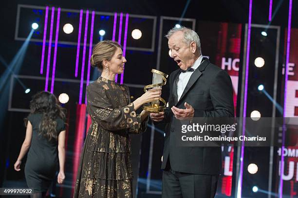 Bill Murray and Sofia Coppola attend the Tribute To Bill Murray during the 15th Marrakech International Film Festival on December 4, 2015 in...