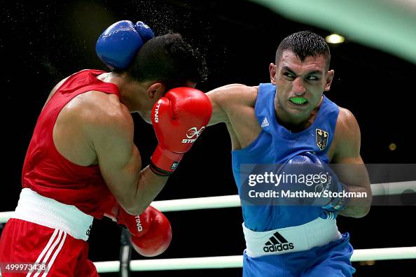 Mohamed Rabi Mohammed Rabii of Moracco fights Arajik Marut Jan of Germany in the ...