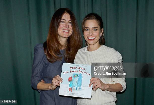 Author Andrea Troyer and actress Amanda Peet sign copies of their book "Dear Santa, Love, Rachel Rosenstein" at Barnes & Noble 82nd Street on...