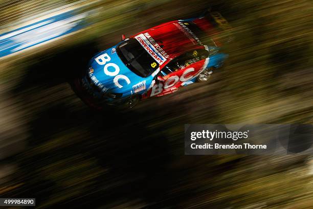 Jason Bright driver of the Team BOC Holden drives during practice for the Sydney 500, which is part of the V8 Supercar Championship Series at Sydney...