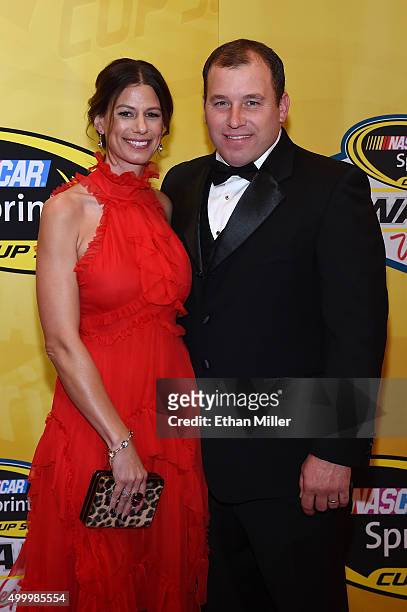 Krissie Newman and her husband, NASCAR Sprint Cup Series driver Ryan Newman, attend the 2015 NASCAR Sprint Cup Series Awards at Wynn Las Vegas on...