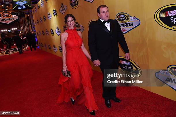 Krissie Newman and her husband, NASCAR Sprint Cup Series driver Ryan Newman, attend the 2015 NASCAR Sprint Cup Series Awards at Wynn Las Vegas on...