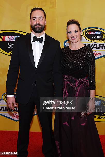 Sprint Cup Series driver Paul Menard and his wife Jennifer Menard attend the 2015 NASCAR Sprint Cup Series Awards at Wynn Las Vegas on December 4,...