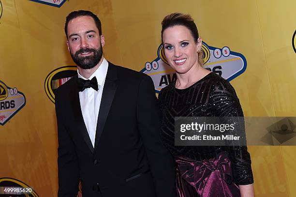 Sprint Cup Series driver Paul Menard and his wife Jennifer Menard attend the 2015 NASCAR Sprint Cup Series Awards at Wynn Las Vegas on December 4,...