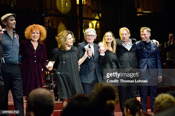 Max Mutzke, Nina Hoger, Hannelore Elsner, composer and producer Richard Schoenherzn and Angelica Fleer, Ben Becker and Robert Stadlober pose at the...