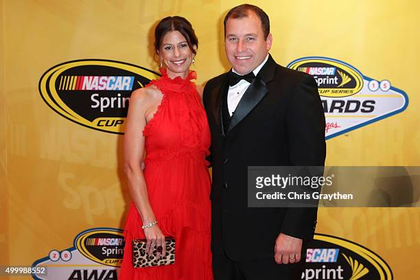 Sprint Cup Series driver Ryan Newman and wife Krissie attend the 2015 NASCAR Sprint Cup Series Awards at Wynn Las Vegas on December 4, 2015 in Las...