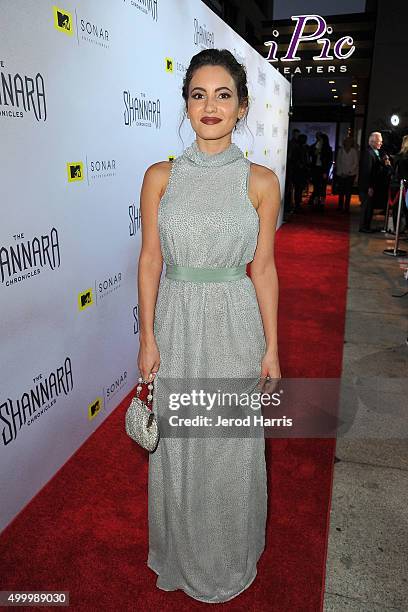 Actress Ivana Baquero attends the series premiere party for 'The Shannara Chronicles' On MTV at iPic Theaters on December 4, 2015 in Los Angeles,...