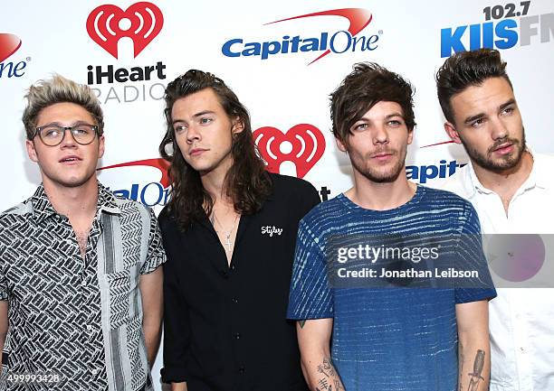 Recording artists Niall Horan, Harry Styles, Louis Tomlinson and Liam Payne of One Direction attend 102.7 KIIS FMs Jingle Ball 2015 Presented by...