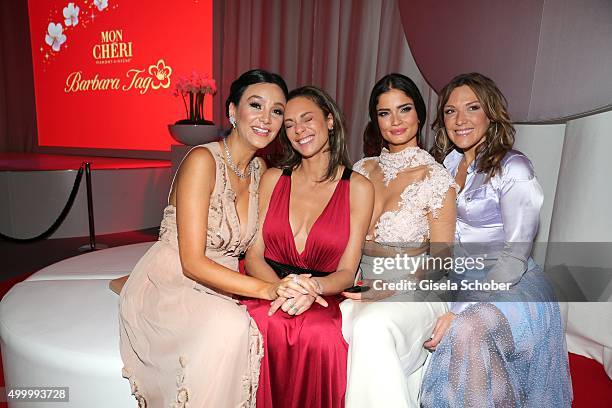 Verona Pooth, Lilly Becker, Shermine Shahrivar and Simone Ballack during the Mon Cheri Barbara Tag 2015 at Postpalast on December 4, 2015 in Munich,...