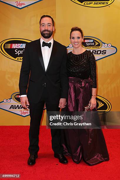 Sprint Cup Series driver Paul Menard and wife Jennifer attend the 2015 NASCAR Sprint Cup Series Awards at Wynn Las Vegas on December 4, 2015 in Las...