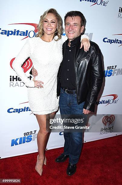 Dancer/TV personality Kym Johnson and businessman/TV personality Robert Herjavec attend 102.7 KIIS FMs Jingle Ball 2015 Presented by Capital One at...