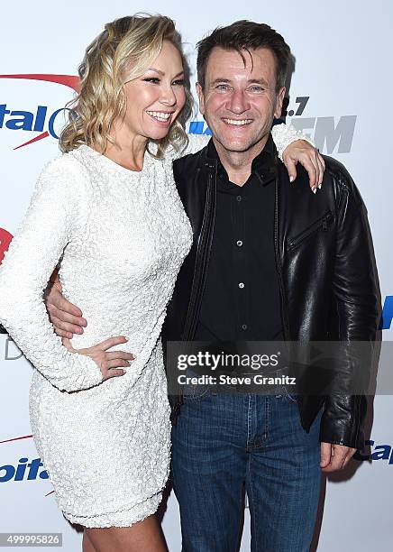 Dancer/TV personality Kym Johnson and businessman/TV personality Robert Herjavec attend 102.7 KIIS FMs Jingle Ball 2015 Presented by Capital One at...