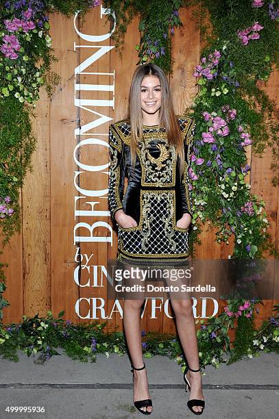 Model Kaia Jordan Gerber attends a book party in honor of "Becoming" by Cindy Crawford, hosted by Bill Guthy And Greg Renker, at Eric Buterbaugh...