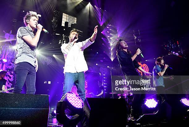 Recording artists Niall Horan, Liam Payne, Harry Styles and Louis Tomlinson of One Direction perform onstage during 102.7 KIIS FMs Jingle Ball 2015...