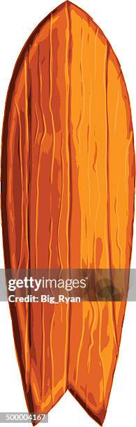 wooden surfboard - plank stock illustrations