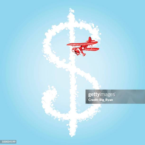 sky writer money - skywriting stock illustrations