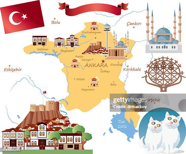 cartoon map of ankara - ankara stock illustrations