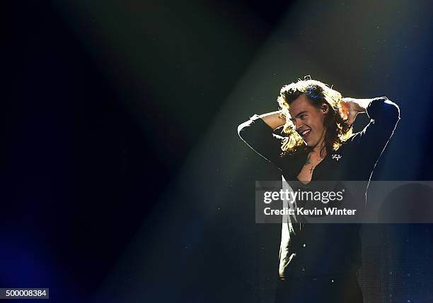 Recording artist Harry Styles of music group One Direction performs onstage during 102.7 KIIS FMs Jingle Ball 2015 Presented by Capital One at...