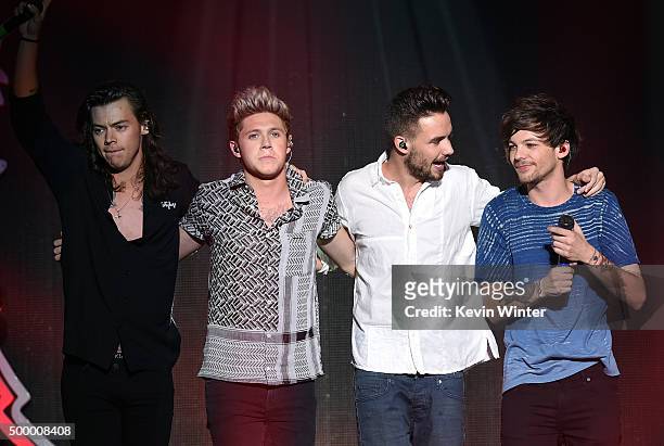 Recording artists Harry Styles, Niall Horan, Liam Payne and Louis Tomlinson of One Direction perform onstage during 102.7 KIIS FMs Jingle Ball 2015...