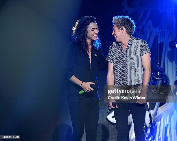 Recording artists Harry Styles and Niall Horan of One Direction perform onstage during 102.7 KIIS FMs Jingle Ball 2015 Presented by Capital One at...