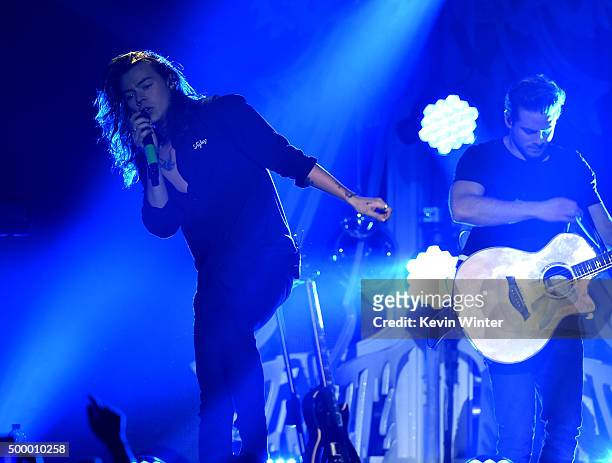 Recording artist Harry Styles of One Direction performs onstage during 102.7 KIIS FMs Jingle Ball 2015 Presented by Capital One at STAPLES CENTER on...