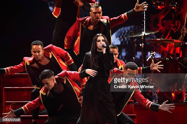 Recording artist Selena Gomez performs onstage during 102.7 KIIS FMs Jingle Ball 2015 Presented by Capital One at STAPLES CENTER on December 4, 2015...