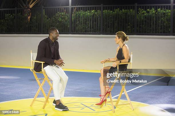 Dwyane Wade talks watches with Bloomberg's Stephanie Ruhle before Hublot & Haute Living Toast Art Basel with Private Dinner hosted by Dwyane Wade &...