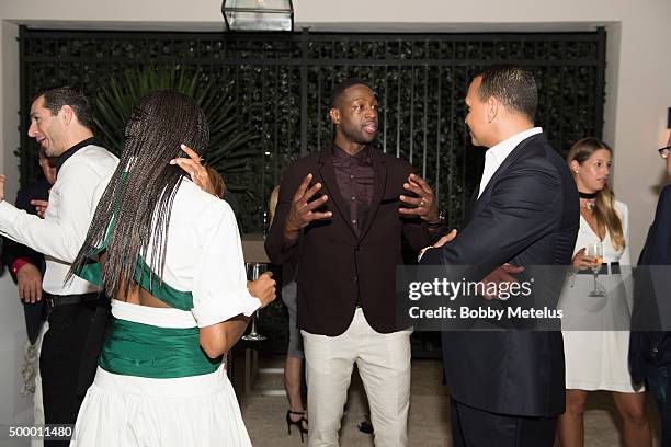 Dwyane Wade and Alex Rodriguez talk shop at Hublot & Haute Living Toast Art Basel Private Dinner hosted by Dwyane Wade & Gabrielle Union on December...