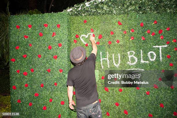 Mr. Brainwash shows his love for Hublot at Hublot & Haute Living Toast Art Basel with Private Dinner hosted by Dwyane Wade & Gabrielle Union on...