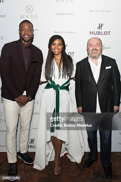 Gabrielle Union, Dwyane Wade and John Simonian on the Red Carpet at Hublot & Haute Living Toast Art Basel with Private Dinner hosted by Dwyane Wade &...