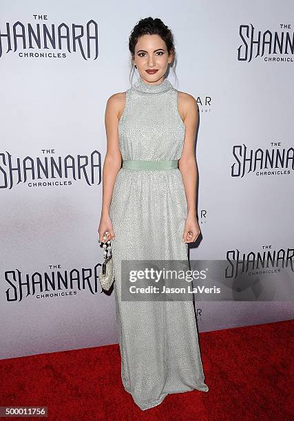 Actress Ivana Baquero attends the premiere of "The Shannara Chronicles" at iPic Theaters on December 4, 2015 in Los Angeles, California.