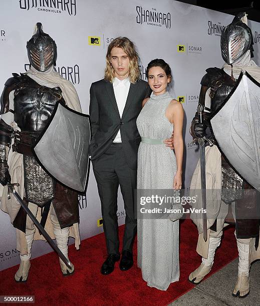 Actor Austin Butler and actress Ivana Baquero attend the premiere of "The Shannara Chronicles" at iPic Theaters on December 4, 2015 in Los Angeles,...