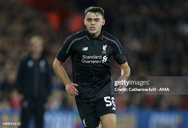 Connor Randall of Liverpool during the Capital One Cup Quarter Final between Southampton and Liverpool at St Mary's Stadium on December 2, 2015 in...