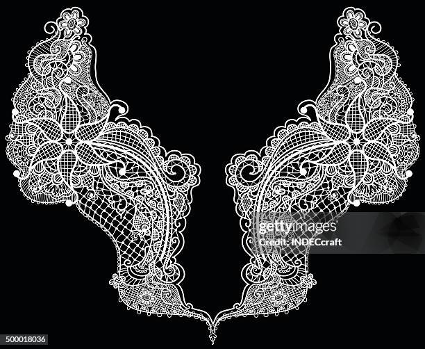 illustrations, cliparts, dessins animés et icônes de col design illustration - dentelle en matière textile