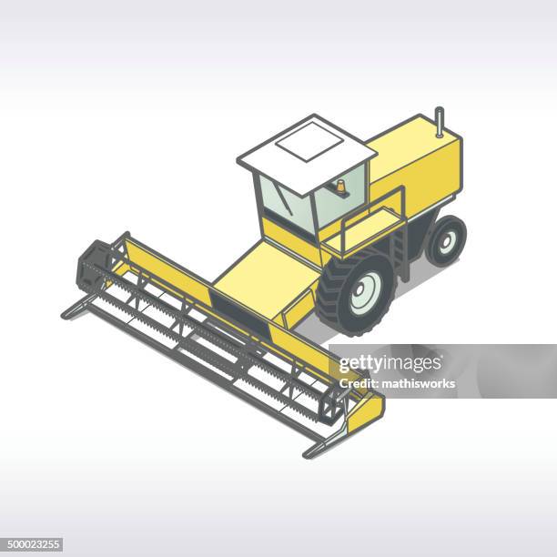 combine harvester illustration - tractor isolated stock illustrations