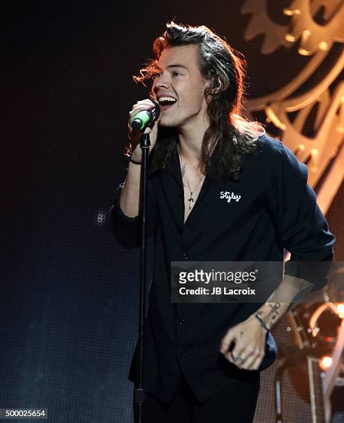 Harry Styles of One Direction performs during the KIIS FMÂs Jingle Ball 2015 presented by Capital One on December 4, 2015 in Los Angeles, California.