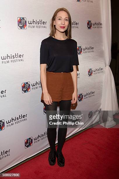 Actor Rhian Rees attends the World Premiere screening of "Rehearsal" during the 2015 Annual Whistler Film Festival at Millneium Place in Whistler...