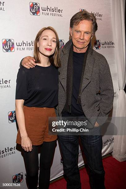 Actors Rhian Rees and Bruce Greenwood attend the World Premiere screening of "Rehearsal" during the 2015 Annual Whistler Film Festival at Millneium...