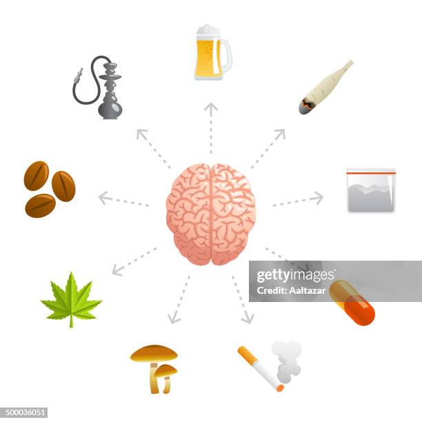 stockillustraties, clipart, cartoons en iconen met thinking about drugs - heroin