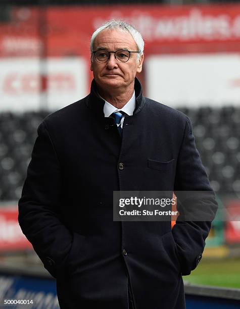 Leicester manager Claudio Ranieri arrives at the ground before the Barclays Premier League match between Swansea City and Leicester City at Liberty...