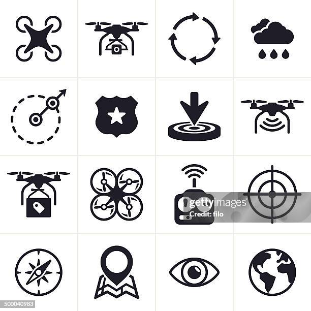 quadcopter icons and symbols - surveyor stock illustrations