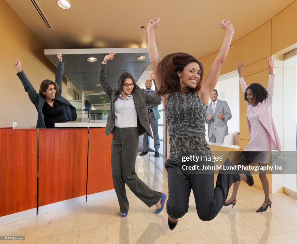 Work Cheering Business People Cheering In Office High-Res Stock Photo - Getty Images