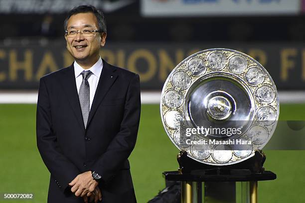 Mitsuru Murai looks on after the J.League 2015 Championship final 2nd leg match between Sanfrecce Hiroshima and Gamba Osaka at the Edion Stadium...