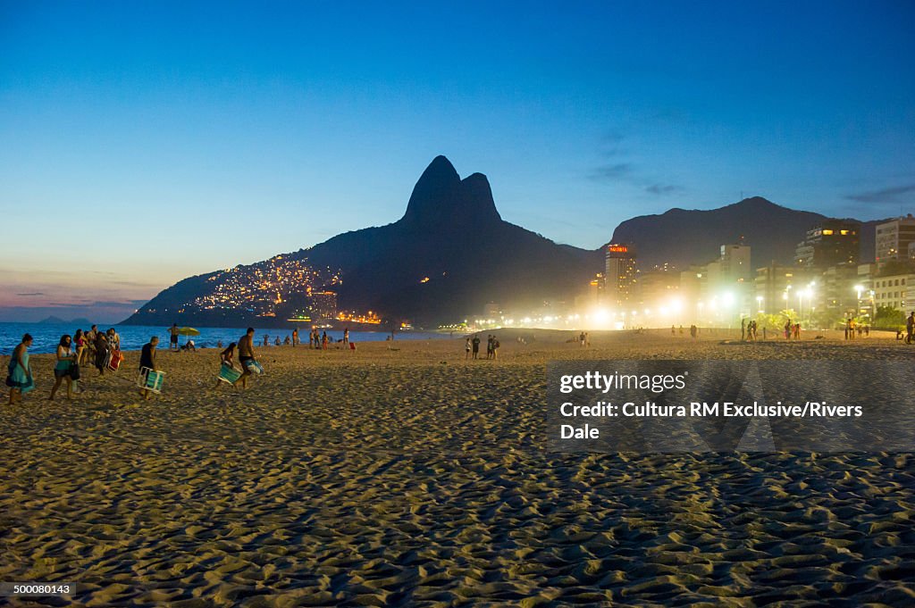 Tourists on Ipanema Beach, Rio de Janiero, Brazil