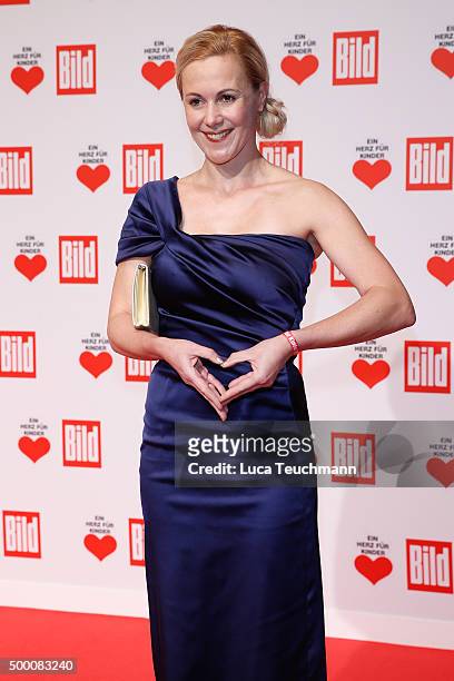 Bettina Wulff arrives for the Ein Herz Fuer Kinder Gala 2015 at Tempelhof Airport on December 5, 2015 in Berlin, Germany.