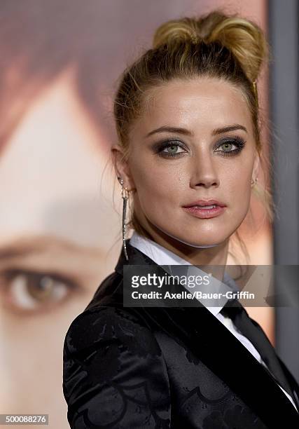 Actress Amber Heard arrives at the premiere of Focus Features' 'The Danish Girl' at Westwood Village Theatre on November 21, 2015 in Westwood,...