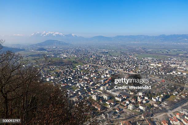 austria, vorarlberg, rhine valley, viktorsberg, view to hohenems - vorarlberg imagens e fotografias de stock