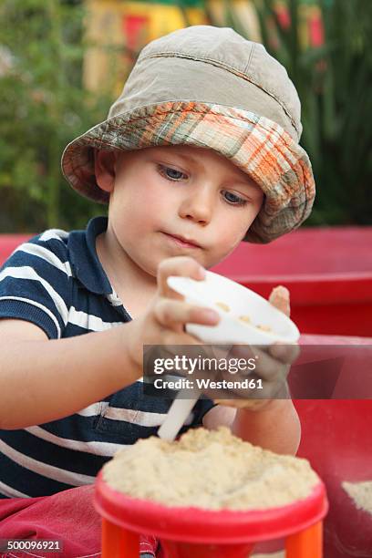 portrait of little boy playing in sand box - 2 boys 1 sandbox stock pictures, royalty-free photos & images