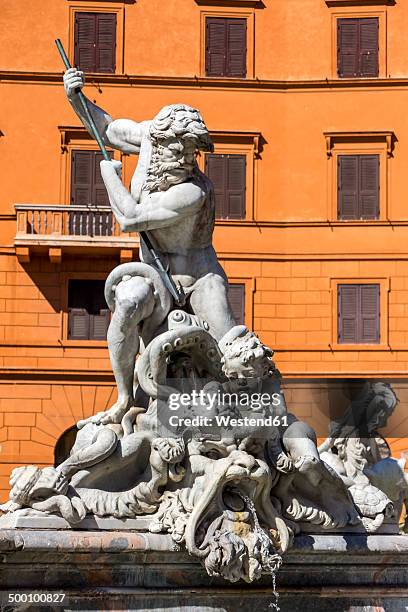 italy, rome, piazza navona, neptune fountain - neptun stock-fotos und bilder