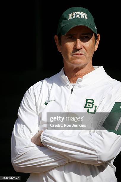 Head coach Art Briles of the Baylor Bears waits in the tunnel before the Bears take on the Texas Longhorns at McLane Stadium on December 5, 2015 in...